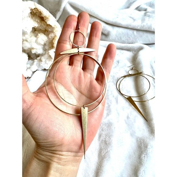 Tribal Gypsy Hoop Spear Earrings - Picture 5 of 5